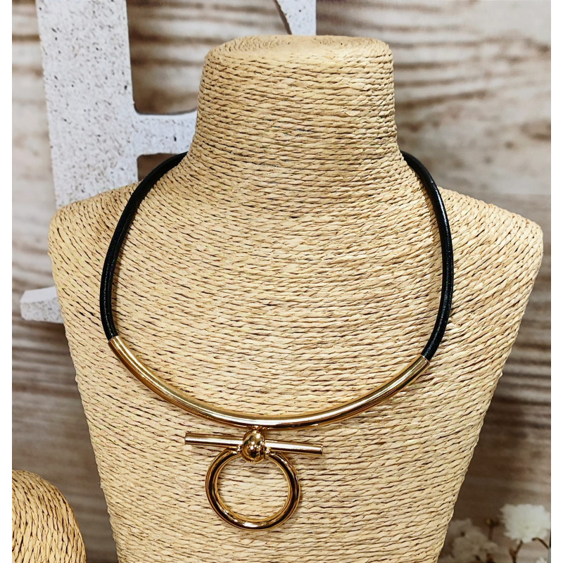 Collar Cordón "Omega" Negro
