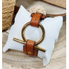 Pulsera Cuero "Omega" Dorado