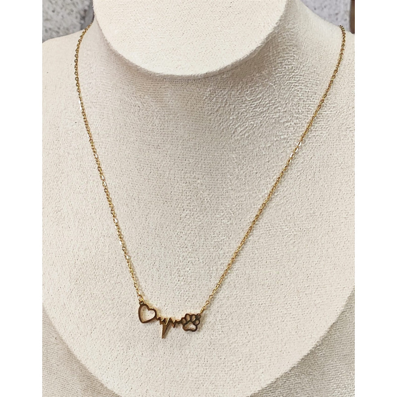 Collar fino "Cardiograma Amor Perruno/Gatuno"